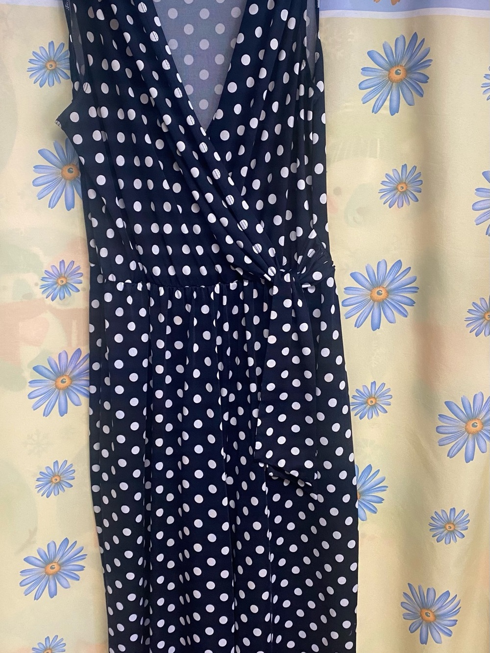 Jaclyn Smith Navy Polka Dot Jumpsuit